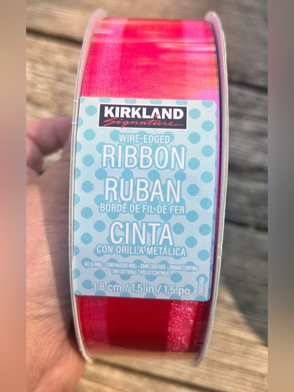 Kirkland Signature Wire-Edged Ribbon Bright Dark Pink 50 yd, 1.5 inches New